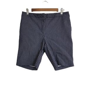 Mario Serrani Women's Diamond Print Blue Bermuda Shorts Size 10